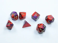 Gemini: Mini-Polyhedral Purple-Red/gold 7-Die Set (CHX 20626)